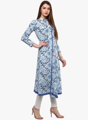 Blue printed cotton ethnic-kurtis 3
