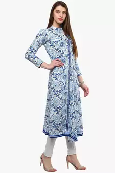 Blue printed cotton ethnic-kurtis