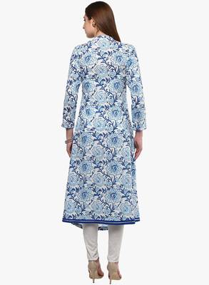 Blue printed cotton ethnic-kurtis 4