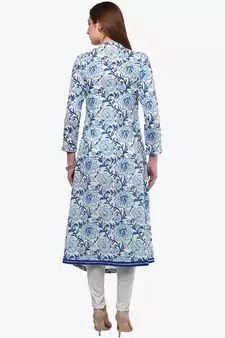 Blue printed cotton ethnic-kurtis