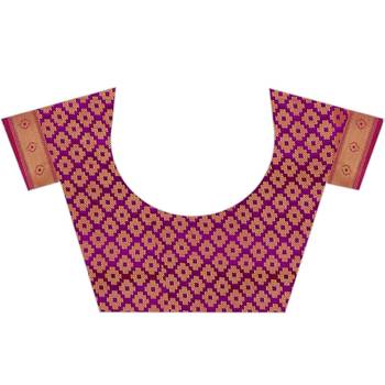 Orange woven art silk saree with blouse 3