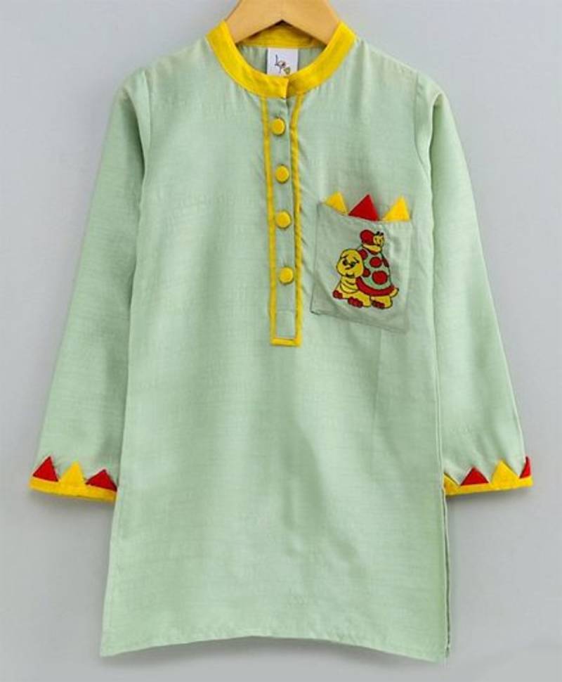 Chanderi Silk Embroidered Kurta With Applique Work