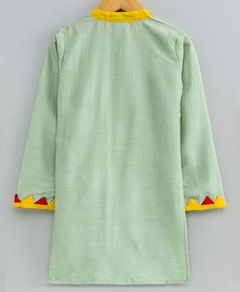 Chanderi Silk Embroidered Kurta With Applique Work