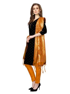 Black jacquard silk blend salwar 3