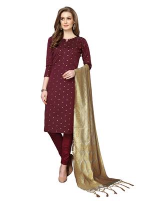 Maroon jacquard silk blend salwar 1