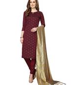 Maroon jacquard silk blend salwar
