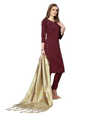 Maroon jacquard silk blend salwar 3
