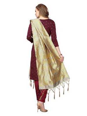 Maroon jacquard silk blend salwar 4