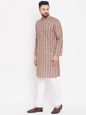 Brown woven pure cotton men-kurtas 3