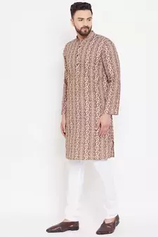 Brown woven pure cotton men-kurtas