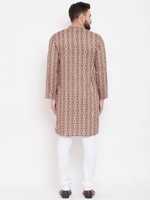 Brown woven pure cotton men-kurtas 4