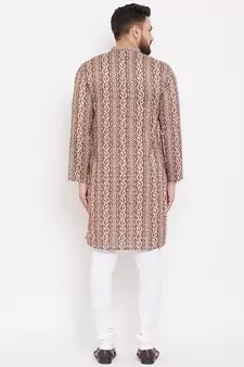 Brown woven pure cotton men-kurtas