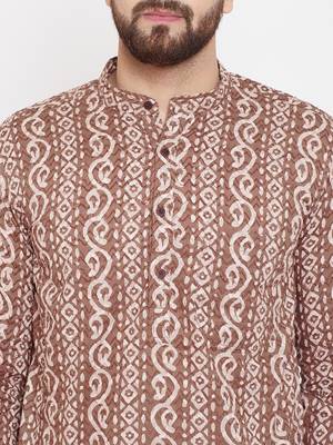 Brown woven pure cotton men-kurtas 5
