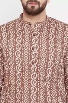 Brown woven pure cotton men-kurtas