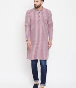 Red woven cotton men-kurtas