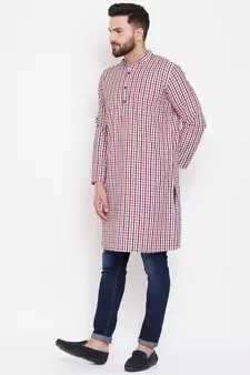 Red woven cotton men-kurtas