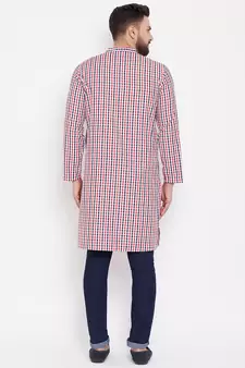 Red woven cotton men-kurtas