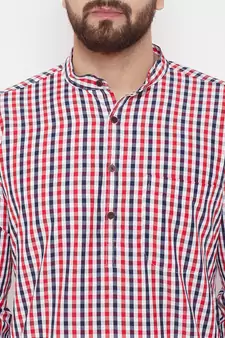 Red woven cotton men-kurtas