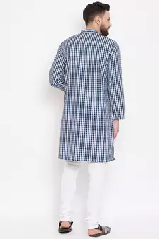 Blue woven cotton men-kurtas