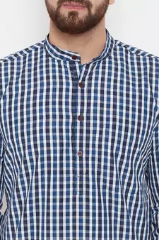 Blue woven cotton men-kurtas