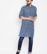 Blue woven linen men-kurtas