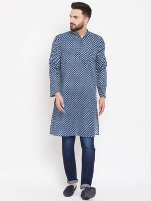 Blue woven linen men-kurtas 2