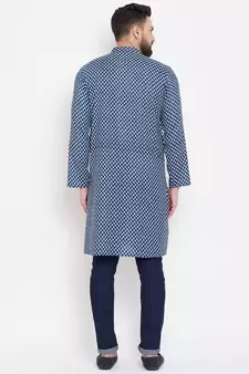 Blue woven linen men-kurtas