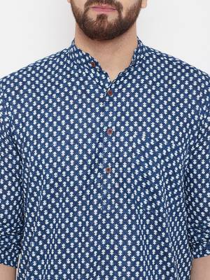 Blue woven linen men-kurtas 5