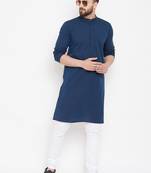 Blue woven pure cotton men-kurtas