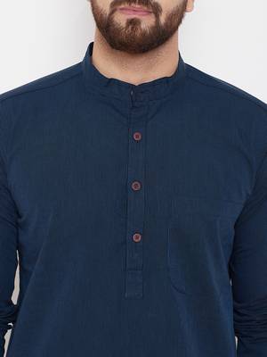 Blue woven pure cotton men-kurtas 5