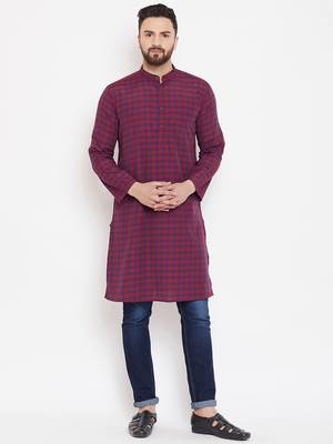 Maroon woven linen men-kurtas 2