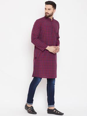 Maroon woven linen men-kurtas 3