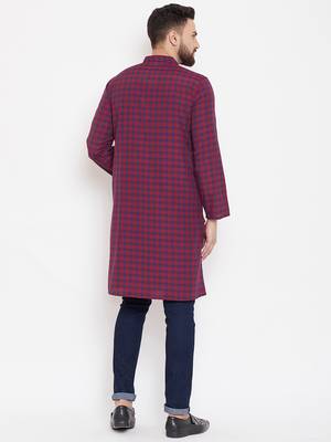 Maroon woven linen men-kurtas 4