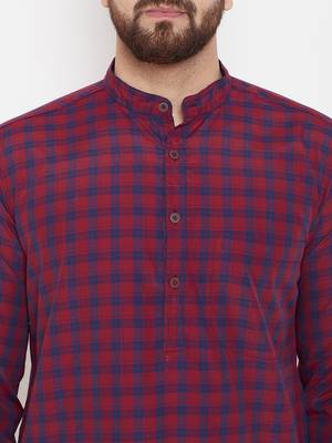 Maroon woven linen men-kurtas 5