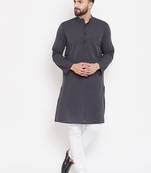 Grey woven pure cotton men-kurtas