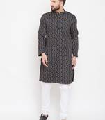 Black woven pure cotton men-kurtas