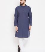 Blue woven pure cotton men-kurtas