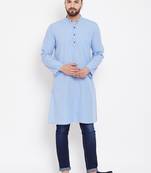 Blue woven cotton men-kurtas