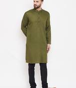 Green woven linen men-kurtas