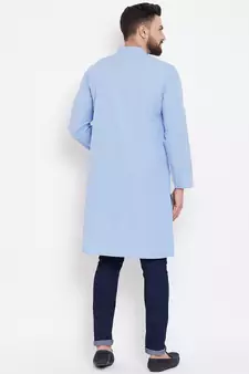 Blue woven cotton men-kurtas