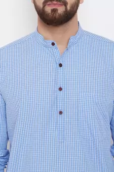 Blue woven cotton men-kurtas