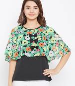 Women's Multicolor & Black Color Floral Printed Georgette Top