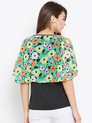 Women's Multicolor & Black Color Floral Printed Georgette Top 2