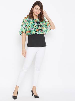 Women's Multicolor & Black Color Floral Printed Georgette Top 3