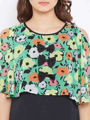 Women's Multicolor & Black Color Floral Printed Georgette Top 5