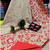 Cream Red Soft Mulmul Cotton Saree with Blouse Piece