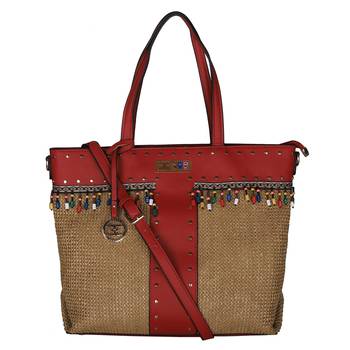 Esbeda Red Color BIG Size Jute tote-bags For Women 1