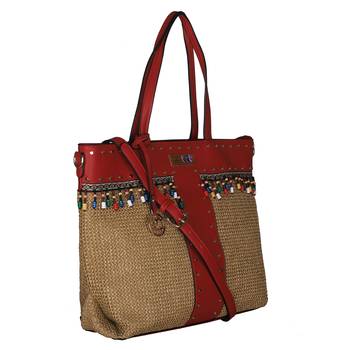 Esbeda Red Color BIG Size Jute tote-bags For Women 2