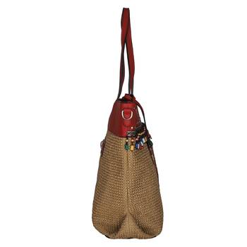 Esbeda Red Color BIG Size Jute tote-bags For Women 4
