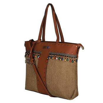 Esbeda Brown Color BIG Size Jute tote-bags For Women 3